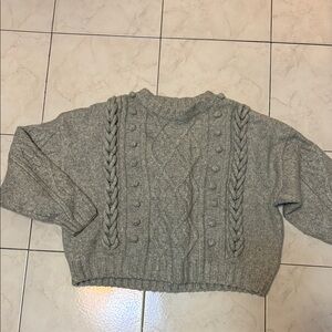 H&M Gray Cable Knit Turtleneck Sweater